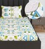White Floral 144 TC Cotton Single Fitted Bedsheet With 1 Pillow Cover