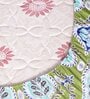 Green Floral 144 TC Cotton Single Fitted Bedsheet With 1 Pillow Cover