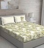 Green Floral 150 TC Cotton Queen Sized Bed Sheets with 2 Pillow Covers