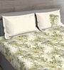 Green Floral 150 TC Cotton Queen Sized Bed Sheets with 2 Pillow Covers