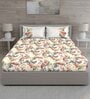 Green Floral 150 TC Cotton Queen Sized Bed Sheets with 2 Pillow Covers