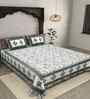 Green Floral 180 TC Cotton  King Sized Bedsheet with 2 Pillow Covers