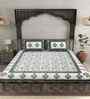 Green Floral 180 TC Cotton  King Sized Bedsheet with 2 Pillow Covers