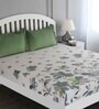 Green Floral 180 TC Cotton King Sized Bed Sheets with 2 Pillow Covers