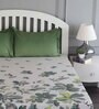Green Floral 180 TC Cotton King Sized Bed Sheets with 2 Pillow Covers
