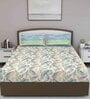 Green Floral 180 TC Cotton Queen Sized Bed Sheets with 2 Pillow Covers