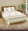 Green Floral 200 TC Cotton Double Bedsheet with 2 Pillow Covers