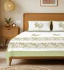 Green Floral 200 TC Cotton Double Bedsheet with 2 Pillow Covers