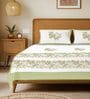 Green Floral 200 TC Cotton King Sized Bedsheet with 2 Pillow Covers
