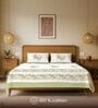 Green Floral 200 TC Cotton King Sized Bedsheet with 2 Pillow Covers
