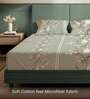 Green Floral 200 TC Microfiber Double Bedsheet with 2 Pillow Covers