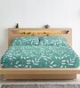 Green Floral 210 TC Cotton Blend Fitted Bedsheet & 2 Pillow Covers