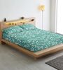 Green Floral 210 TC Cotton Blend Fitted Bedsheet & 2 Pillow Covers