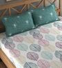Green Floral 210 TC Microfiber Double King Size Bedsheet With 2 Pillow Covers