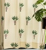 Green Cotton Floral 8 Ft Eyelet Door Curtains (Set Of 2)