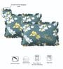 Green Floral 260 Tc Polycotton King Fitted Bedsheet With 2 Pillow Covers