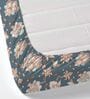 Teal Floral 260 Tc Polycotton King Fitted Bedsheet With 2 Pillow Covers