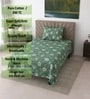 Green Floral 290 Tc Cotton Single Bedsheet With 1 Pillow Cover