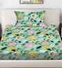Green Floral 300 TC Cotton Blend 7D Single Bedsheet with 1 Pillow Cover