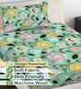 Green Floral 300 TC Cotton Blend 7D Single Bedsheet with 1 Pillow Cover