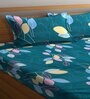 Green Floral 300 TC Cotton Blend Double King Sized Bedsheet With 2 Pillow Covers