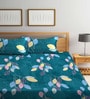 Green Floral 300 TC Cotton Blend Double King Sized Bedsheet With 2 Pillow Covers