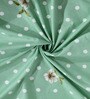 Green Floral 300 TC Cotton Blend Double King Sized Bedsheet With 2 Pillow Covers