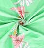 Green Floral 300 TC Cotton Single Bedsheet with 1 Pillow Cover