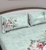 Green Floral 400 TC Cotton Queen Sized Bed Sheets with 2 Pillow Covers