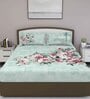 Green Floral 400 TC Cotton Queen Sized Bed Sheets with 2 Pillow Covers