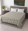 Green Floral 400 TC Cotton Super King Bedsheet with 2 Pillow Covers Luxury Series Collection
