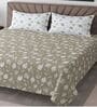 Green Floral 400 TC Cotton Super King Bedsheet with 2 Pillow Covers Luxury Series Collection