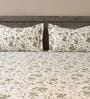 Green Floral 600TC Cotton Super King Sized Double Bedsheet with 2 Embroidery Pillow Covers