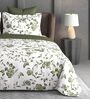 Green Floral 600TC Cotton Super King Sized Double Bedsheet with 2 Embroidery Pillow Covers