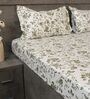 Green Floral 600TC Cotton Super King Sized Double Bedsheet with 2 Embroidery Pillow Covers