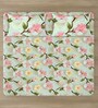 Green Floral 7D King Size Cotton Blend Double Bedsheet with 2 Pillow Covers