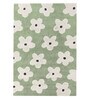 Green Floral Cotton 6 Ft X 4 Ft Hand Tufted Dhurrie