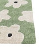 Green Floral Cotton 6 Ft X 4 Ft Hand Tufted Dhurrie