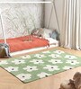 Green Floral Cotton 6 Ft X 4 Ft Hand Tufted Dhurrie