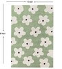 Green Floral Cotton 6 Ft X 4 Ft Hand Tufted Dhurrie