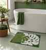 Green Floral Microfibre 24X16 Inches Anti-Skid Bath Mat