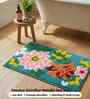 Green Floral Microfibre 24X16 Inches Anti-Skid Bath Mat