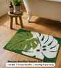 Green Floral Microfibre 24X16 Inches Anti-Skid Bath Mat