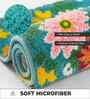 Green Floral Microfibre 24X16 Inches Anti-Skid Bath Mat