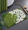 Green Floral Microfibre 24X16 Inches Anti-Skid Bath Mat