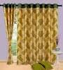 Green Floral Polyester 5 Ft Semisheer Eyelet Door Curtains (Set of 2)