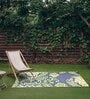 Blue Floral Polyproylene 4 ft x 6 ft Machine Made Picnic Mat