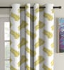 Green Floral Polyester 5Ft Semisheer Eyelet Window Curtains (Set Of 2)