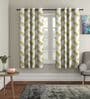 Green Floral Polyester 5Ft Semisheer Eyelet Window Curtains (Set Of 2)