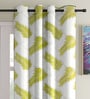 Green Floral Polyester 7Ft Semisheer Eyelet Door Curtains (Set Of 2)